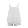 White Sleeveless Loose Strap Top & Pajama Shorts