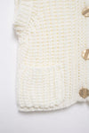 Gold Button Thick Knitted Cardigan Vest