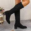 Suede Chunky Heel High Boots