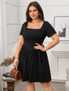 Square Collar Solid Color Slimming Dress