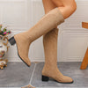 Suede Chunky Heel High Boots