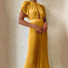 Pleated Solid Ruffle Evening Dress