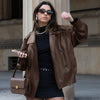 Retro Elegant Loose Leather Coat
