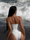 White Ribbed One Piece Swimsuit