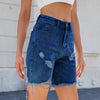 Washed Casual Ripped Denim Shorts