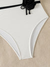 Darling Cream & Black Rose Belted Swimsuitt