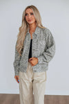 Loose Washed-Out Sequin Denim Jacket