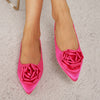 Satin Rose Flat Heel Shoes