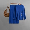 Side Slit Tortoise Button Sweater & Skirt