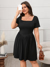 Square Collar Solid Color Slimming Dress