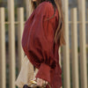 Loose Solid Peplum Sleeve Top