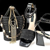 Tassel Ankle Strap Sandals & Handbag