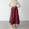 Cocoa Yacht Club Wine Red Fleece & Faux Leather Swing High Waist Skirt