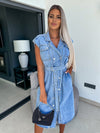 Women Clothing Casual Sleeveless Lace Up Denim Dress