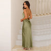 Long Satin Backless Fishtail Dress