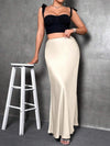 Simple A line Long Satin Skirt