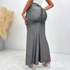 Elegant Elastic Waist Pleated Stretch Skirt Draping Effect Fishtail