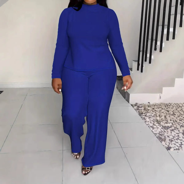 Casual Round Neck Long Sleeve Solid Color Sets