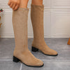 Suede Chunky Heel High Boots
