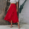 Lace Up Ruffled Asymmetric Long Skirt