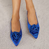 Satin Rose Flat Heel Shoes