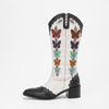 Western Denim Multi Butterfly Chunky Heel Boots