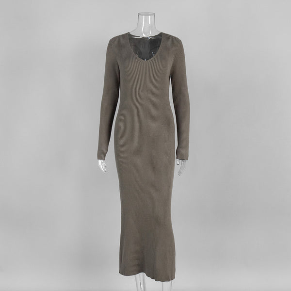 Solid Color Knitwear Dress