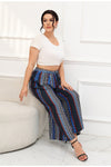 Wide Leg Bohemian Striped Blue Pants