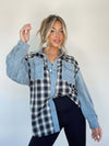 Cocoa Yacht Club Denim Stitching Plaid Coat Loose Top