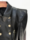 Stars Double Breasted Short Motorcycle Leather Jacket