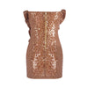 Brown Sequined Floral Ruffled Dress