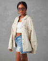 Cocoa Yacht Club Rivet Collared Wash Wool Tassel Denim Jacket