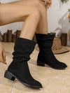 Mid Calf Vintage Suede Pile Boots