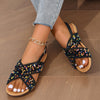 Black Paillette Double Cross Sandals