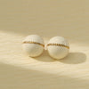 Orange Circle & Chain Stud Earrings
