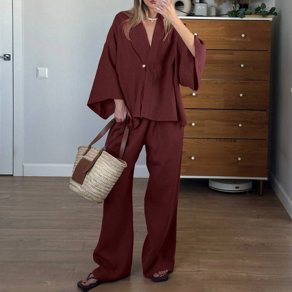 Casual Maroon Loose Top & Pants