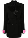 StarSatin Collar Bow Long Blazer Dress