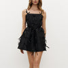 Off Neck Sleeveless Stitch Bow Dress