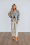 Loose Washed-Out Sequin Denim Jacket