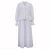Ruffled Loose Bell Sleeve White Dress