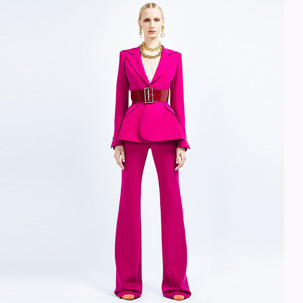Star Collection Belted Bootcut Pants & Blazer