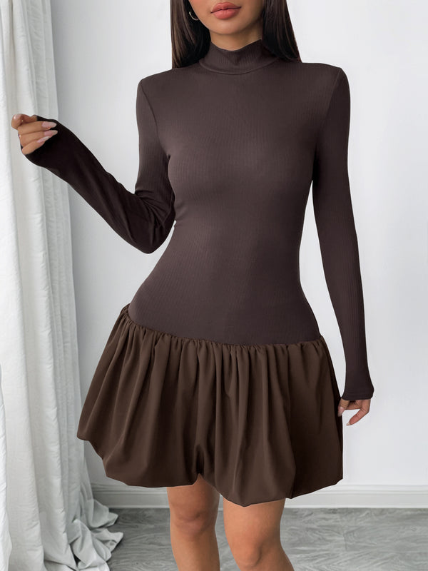 Slim Fit Basic Turtleneck Dress