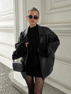 Retro Elegant Loose Leather Coat