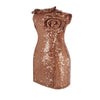 Brown Sequined Floral Ruffled Dress