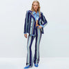 Striped Blazer & Flared Pants