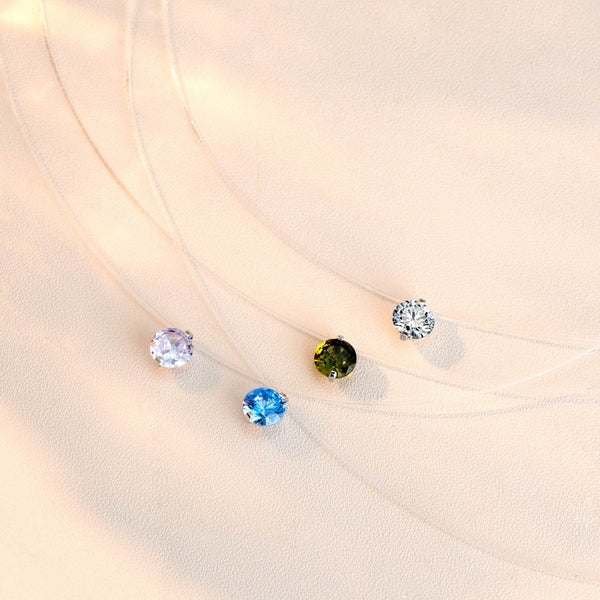 Multicolor Mermaid Tear Floating CZ Necklace