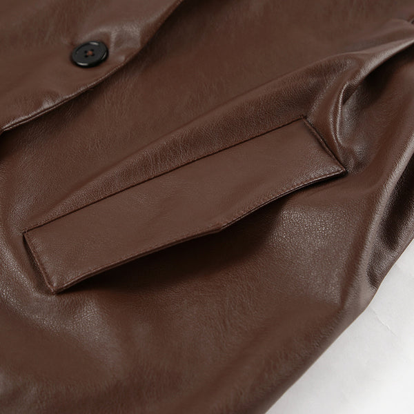 Retro Elegant Loose Leather Coat