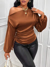 Satin Asymmetric Diagonal Collar Shirt Top