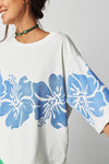 Hibiscus Flower Loose Short Sleeved T Shirt