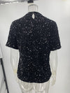 Velvet Sequined Nightclub Short Sleeve T Shirt Top